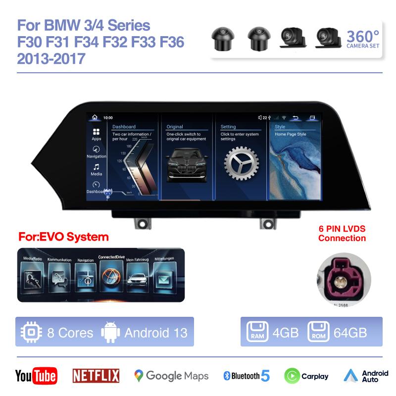 10.25" Car Multimedia Player For BMW 3/4 Series F30 F31 F32 F33 F34 2013-2017 GPS Navigation Carplay 4G 360 Original NBT System