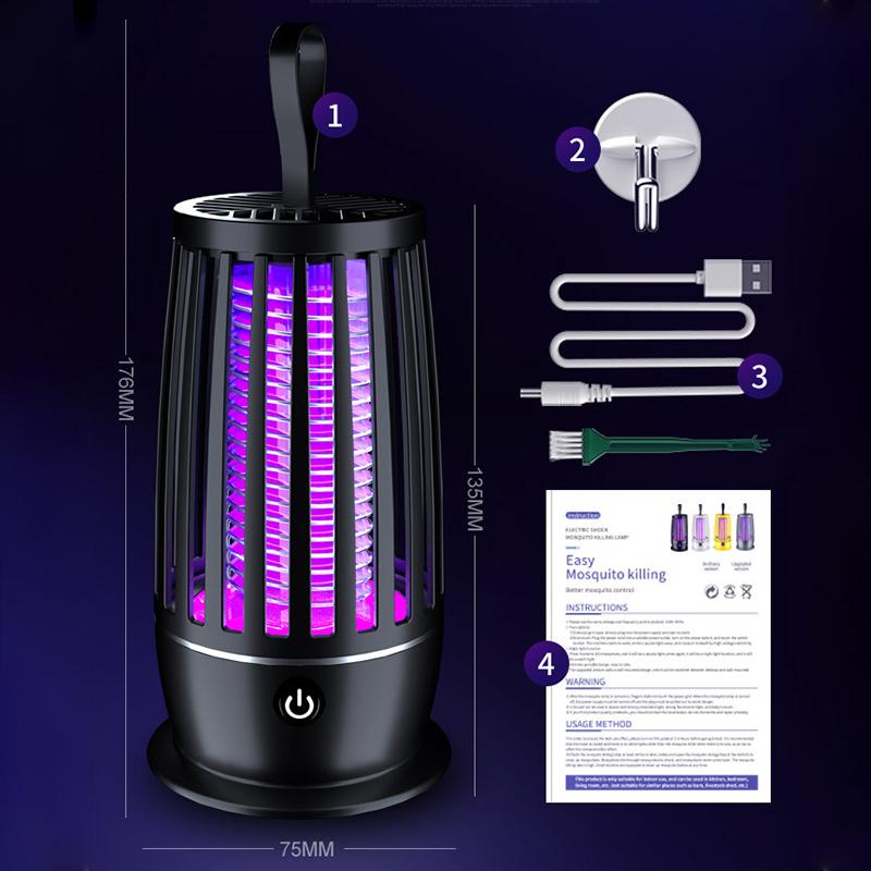 1 Set Portable Electronic Pest Repellent Anti Mosquito Uv Light Usb-Powered Mute Mosquito Killer Lamp For Indoor Outdoor Camping