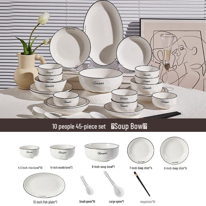 Ceramic Bowl & Plate Set with Chopsticks - Simple Tableware for Home & Housewarming 2026