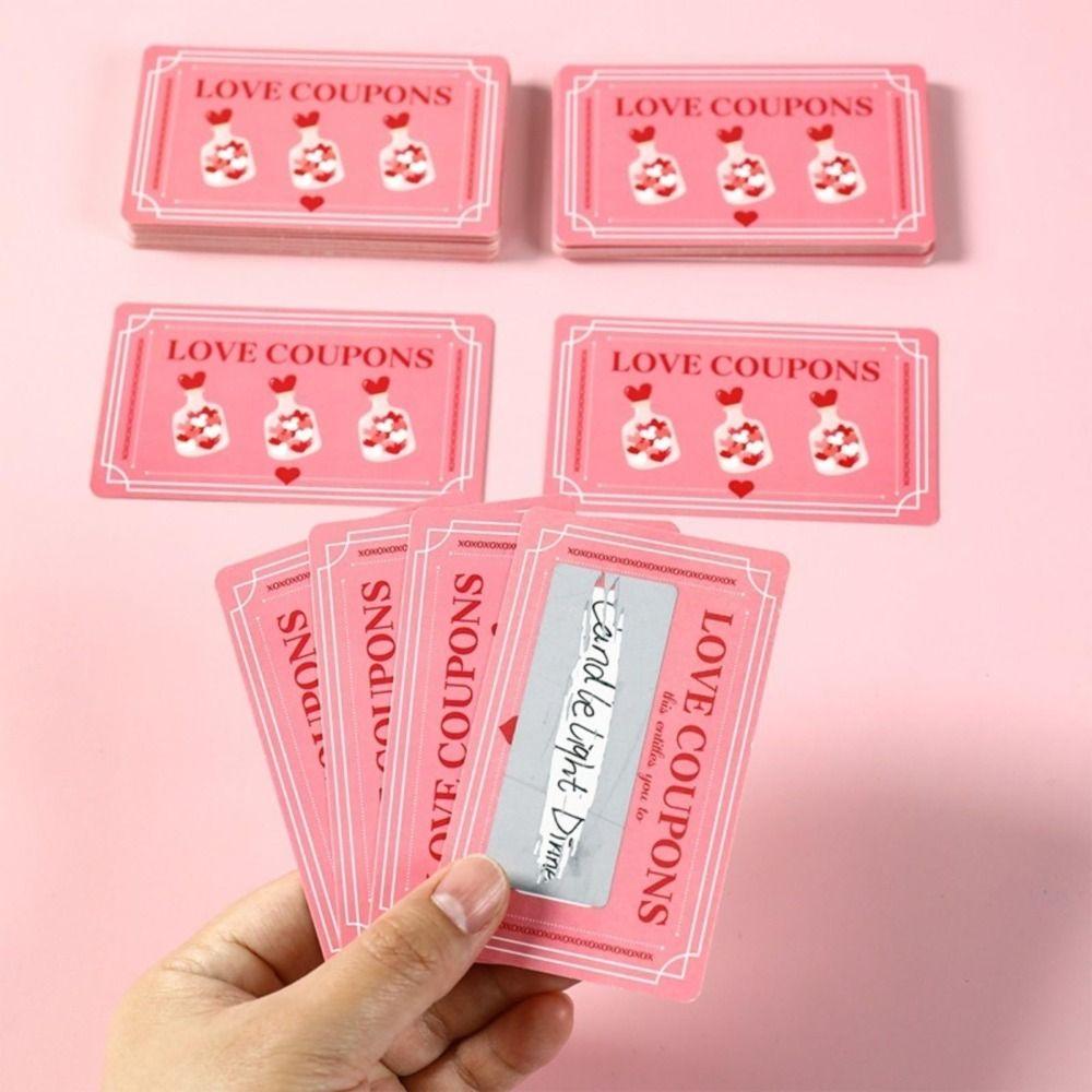 30PCS Pink Valentine's Day Scratch Cards DIY Couple Interactions Lucky Scratch Cards Surprise Gifts Romantic Reward Tickets