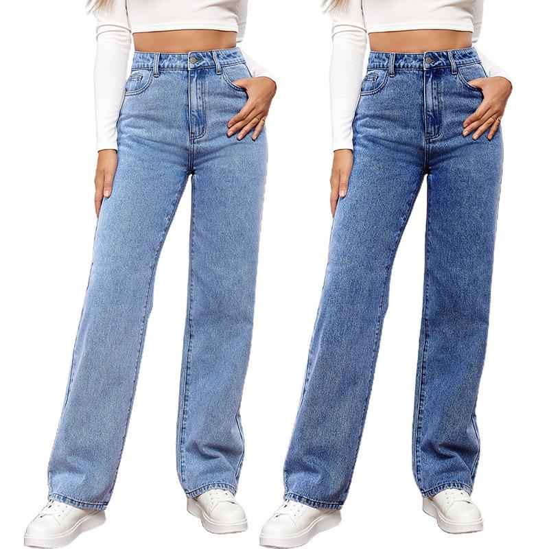 Jeans denim da donna pantaloni dritti elasticizzati solidi pantaloni Jean lunghi casual da donna Pantalon Femme Pantalones De Mujer