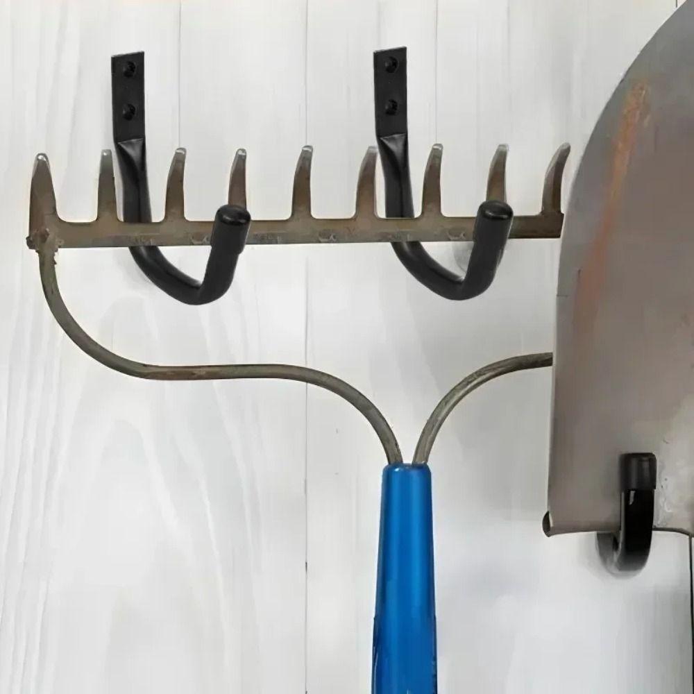 2Sets Heavy Duty Garage J-shaped Hook with Screws Wall-mounted Bicycle Hook Garage Storage Hooks