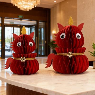 Chinese New Year Horse Figurine Extendable Honeycomb Zodiac Horse Decoration 3D Folding Paper Horse Tabletop Ornament for Spring Festival Home Decor