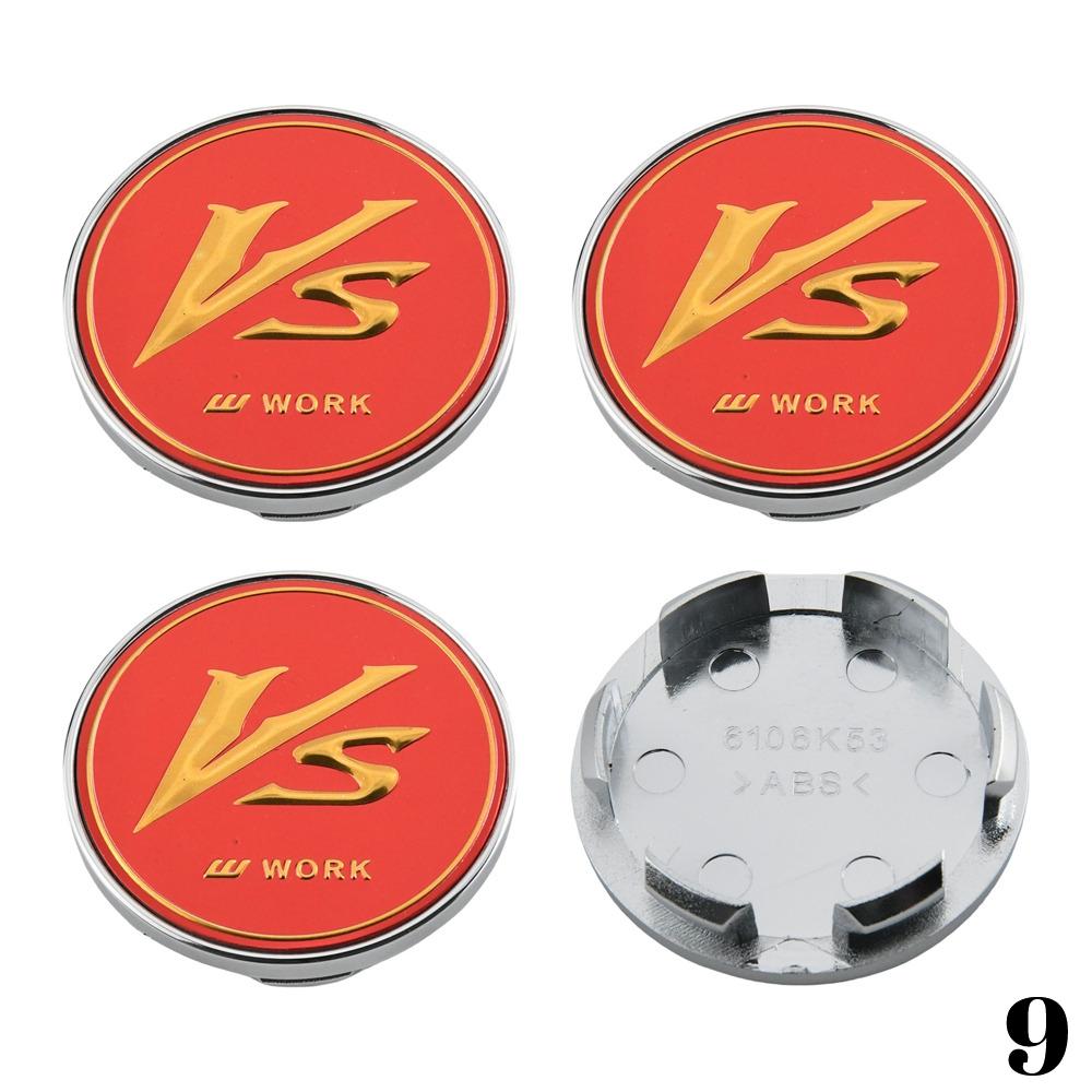 4PCS WORK Center Cap 53mm & 54mm Wheel Caps MEISTER VS EQUIP Emblem Wheel Cover Cap Hubcaps Car Rim Accessories