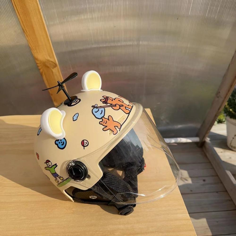 Battery Car Helmet Male and Female Student Cartoon Couple Four Seasons Universal Safety Hat National Standard Winter Ear Protection Half Helmet