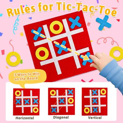 3/12/24Pcs Mini XO Felt Board Game Educational XO Puzzle Toy Toddler Boys Girls Portable Travel 2 Player Battle Strategic Board Game