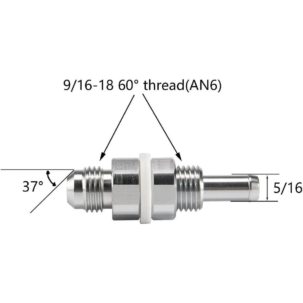2 Pack -6AN Male Flare Bulkhead To 5/16 Hose Barb Fuel Tank Fitting 6An 6 AN