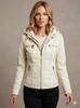 Women's Stylish White Hoodie Jacket Genuine Lambskin Leather Handmade Casual Fit