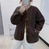 Women's Korean-Style Lambswool Plush Coat - 2025 Autumn/Winter Casual Loose Fit Baseball Jacket