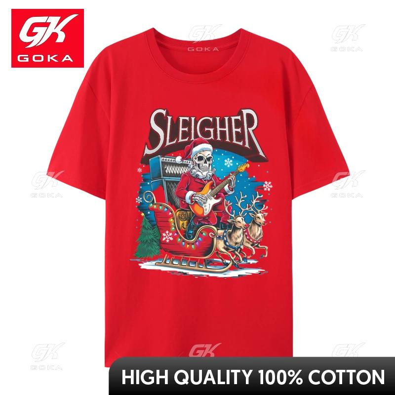 Sleigher Hail Santa Skull Christmas Costume Rock Xmas Art TShirts Fashionable Unisex Tees Classic Tops Tees New TShirts