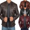 European and American men's old leather jacket male teen stand-up collar punk men's motorcycle leather jacket