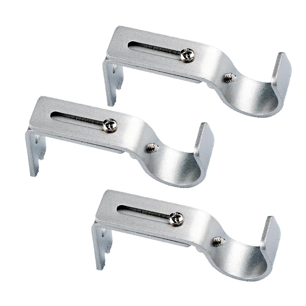 3Pieces Adjustable Curtain Rod Wall Bracket Holder for 0.98 Inch Rod,Durable, Silver/Brown/Black 3 Colors Optional