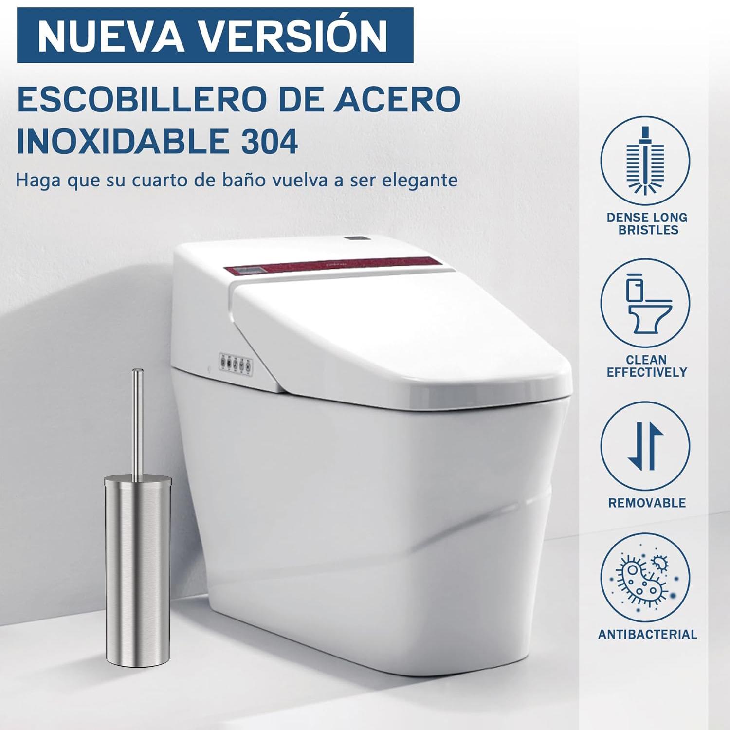 

Нержавеющая сталь Отдельностоящий ершик для унитаза и держатель с длинной ручкой для хранения в ванной комнате, щетка для глубокой очистки серебряный