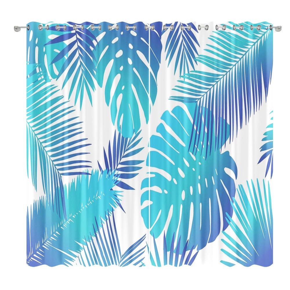 Green Plant Plantain Leaf Curtain Cloth Bedroom Living Room Balcony Blackout Curtain Office Hotel Thermal Insulation Curtain
