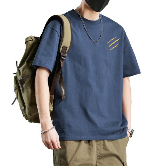 Men Cotton Blend T-Shirt Casual Solid Color Crew Neck Summer Tee Breathable Loose Fit Stylish Tee Shirt for Daily Wear Beach Street