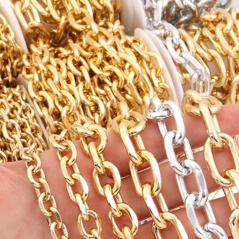 2-5 Yards Aluminiumkette Gold Silber Farbe Verdrehte Gliederketten Für Schmuckherstellung DIY Armband Halskette Kleidung Taschen Zubehör