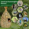 Hummingbird Houses for Outside Hanging, Natural Grass Hanging Bird Hut, Hand Woven Bird Nest, Large Wren Finch Bird House for Garden Window Outdoor
