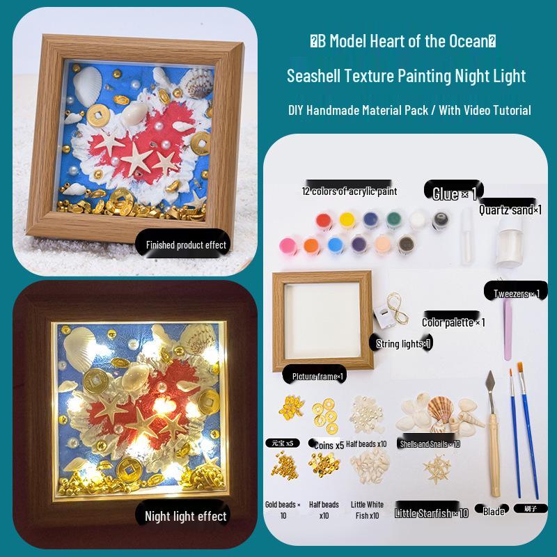 Kit Pittura con Cornice Texturizzata a Conchiglie 3D da Spiaggia - Ornamento Creativo e Regalo di Capodanno
