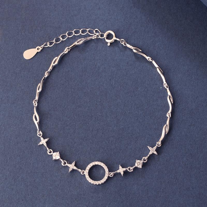Sterling Silver Star Diamond Inlaid Bracelet – Fashionable, Versatile, and Luxurious Gift for Her 925 Silver