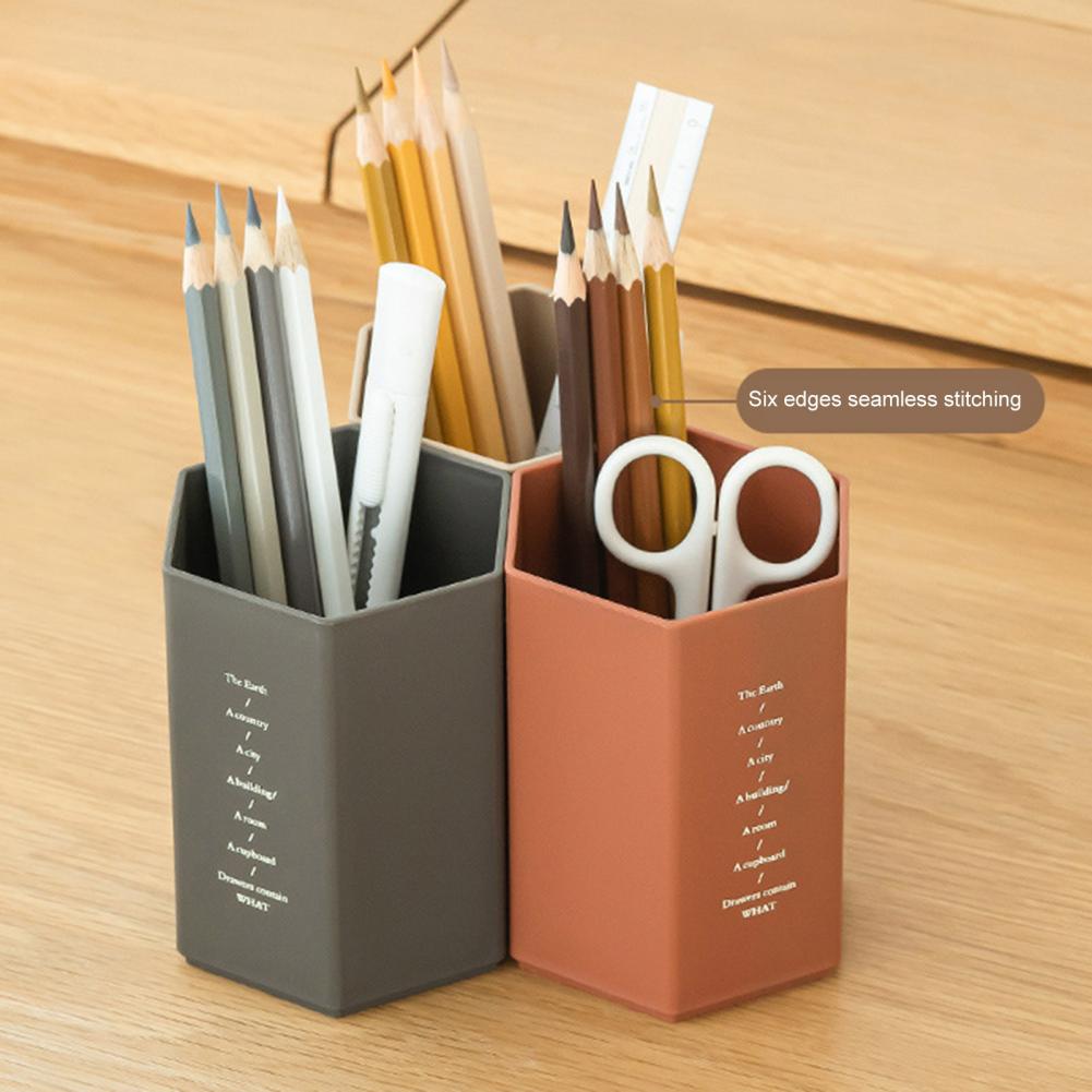 Pen Holder Stationery Organizer Creative Large Capacity Stationery Hexagonal Design Pencil Storage Box Desk Organizer