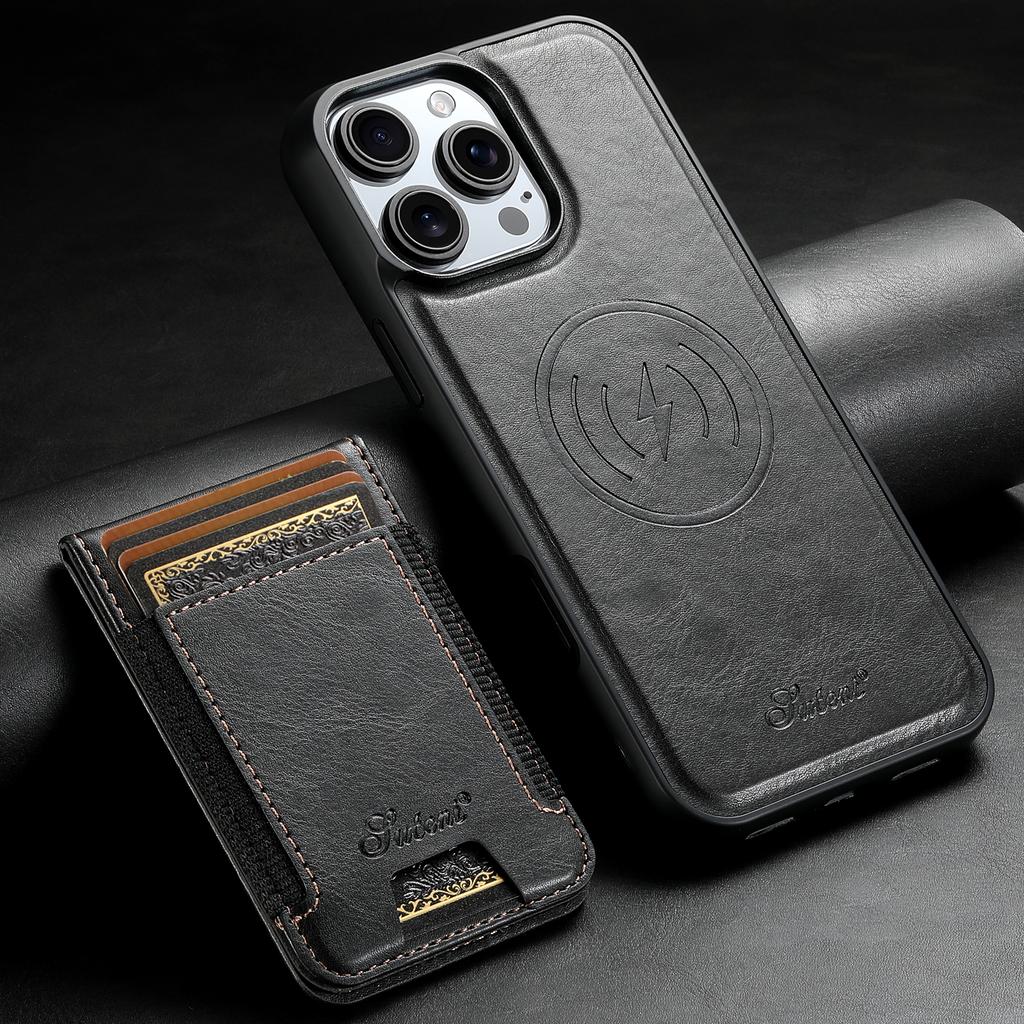 SUTENI H17 For iPhone 16 Pro Case Compatible with MagSafe Card Holder Kickstand Phone Cover