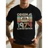 European Sizes ORIGINAL 1974 LIMITED EDITION Men'S Plus Size T-Shirt - Retro Cassette Design, Vibrant Colors, Casual Crew Neck