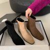 Autumn and Winter New Small Ankle Boots Thick Heel Women's Single Boots Suede Retro Thin Boots French Short Boots