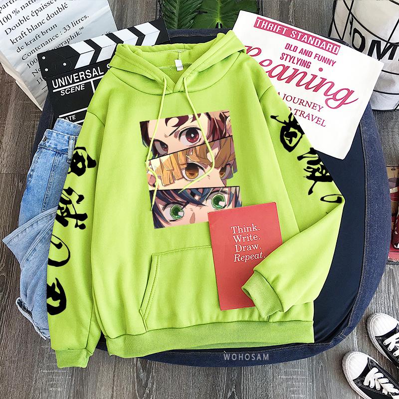 Japan Anime Demon Slayer Patchwork Hoodies Male Harajuku Cartoon Kamado Tanjirou /Agatsuma Zenitsu Fashion Streets Sweatshirts