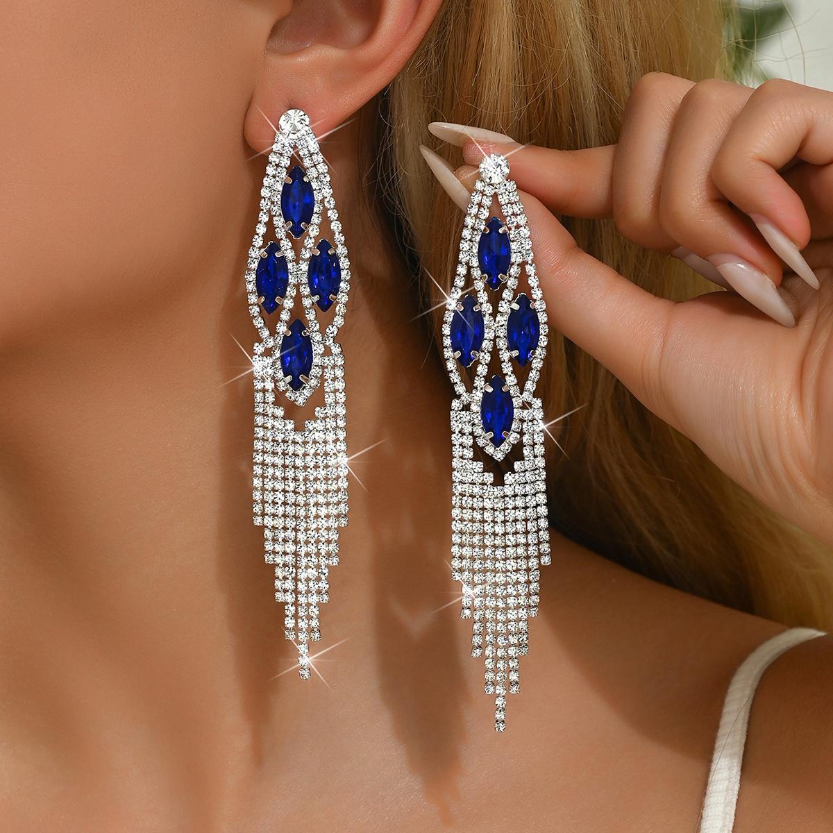 

2 пары женских модных и очаровательных серег с бриллиантовыми кисточками, для путешествий на свежем воздухе, карнавала, вечеринки, праздничного наряда