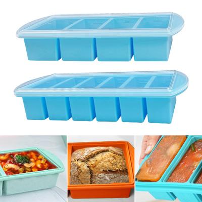 Silicone Soup Freezer Tray with Flexible Lid BPA-Free Leak-proof Versatile Freezing Molds for Soups Sauces And Complementary Food