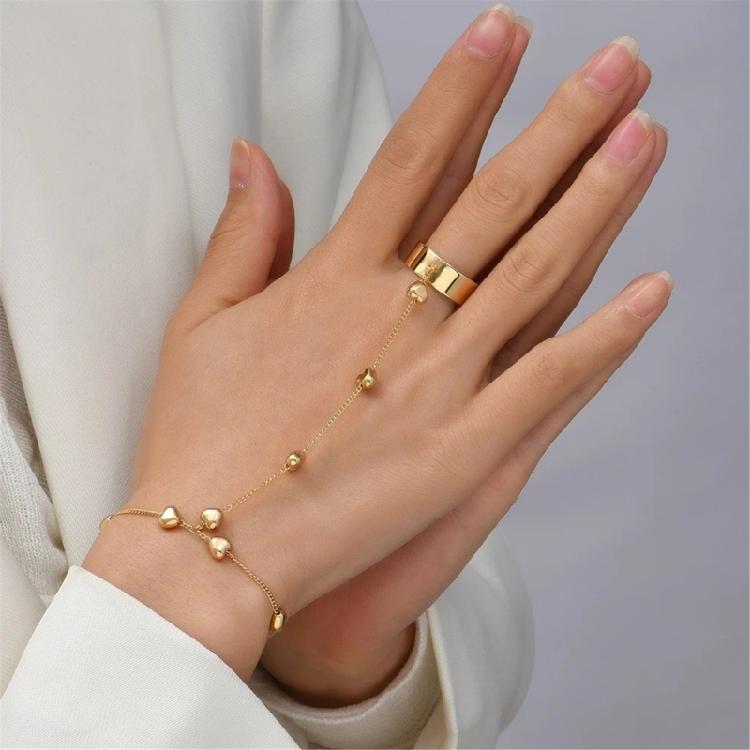 Minimalist Gold Plated Hand Chain Bracelet Zinc Alloy Stackable Jewelry Stylish Wrist Accessory For Daily Occasions