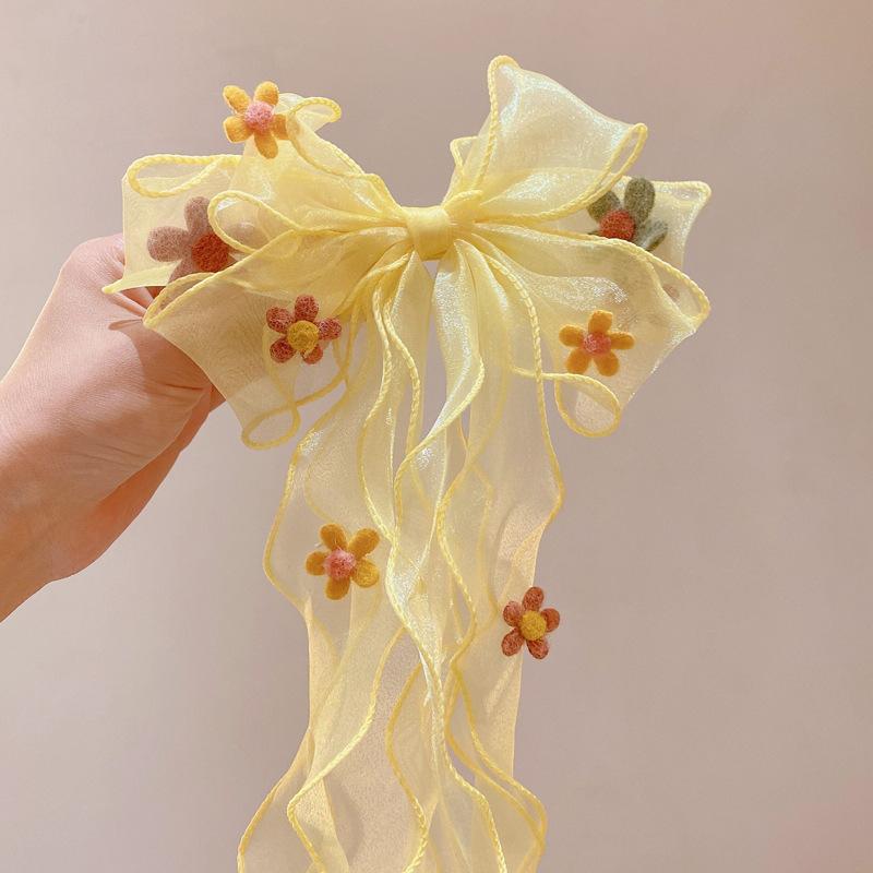 Children'S Hair Accessories Flower Bow Ribbon Hairpin Girls Braided Mesh Hairpin Princess Summer Super Fairy Headband Women