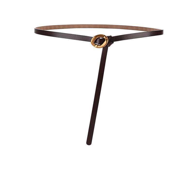 Genuine Leather Womens Slim Belt With Metal Buckle For Office And Casual Wear