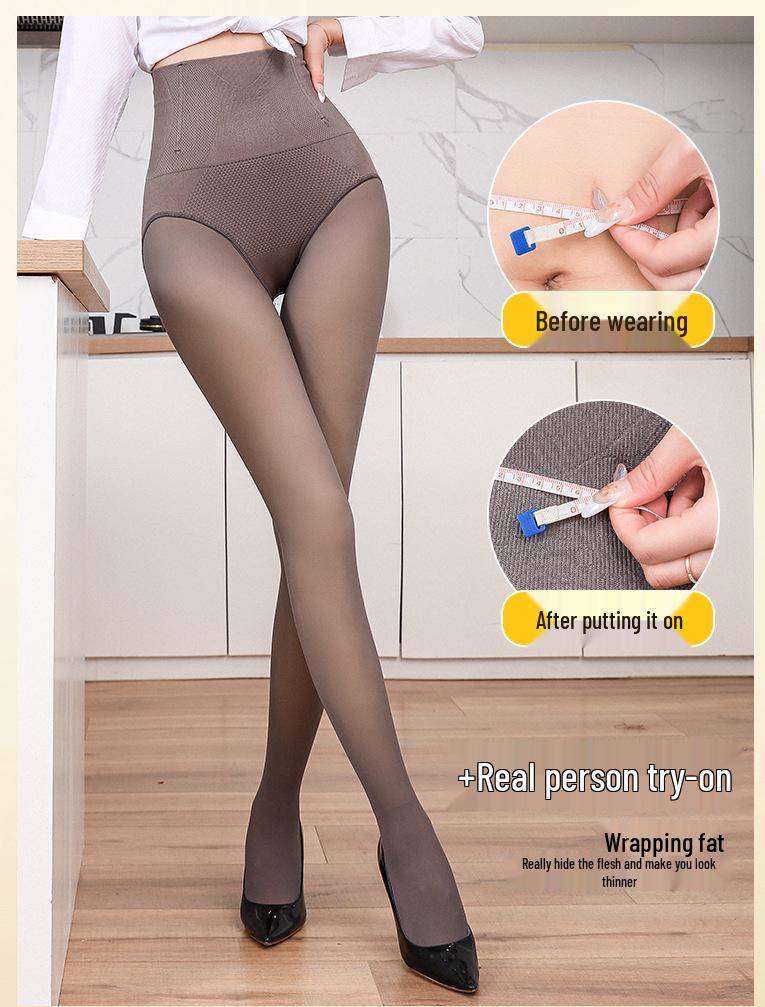 Legginsy z wysokim stanem kontrolujące brzuch: Podnoszące pośladki, Gołe nogi, Nad kolano, Antypoślizgowe Rajstopy 260g