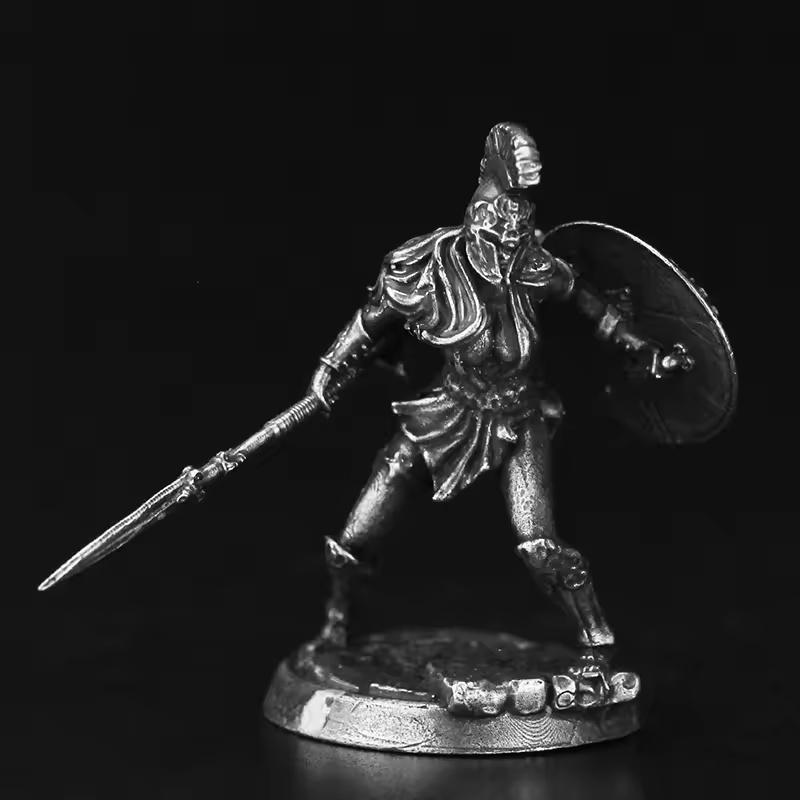 Metal Military Ancient Greek Warrior Soldier Model Action Figures Toys Board Game Pieces Miniature Ornament Accessories Desktop