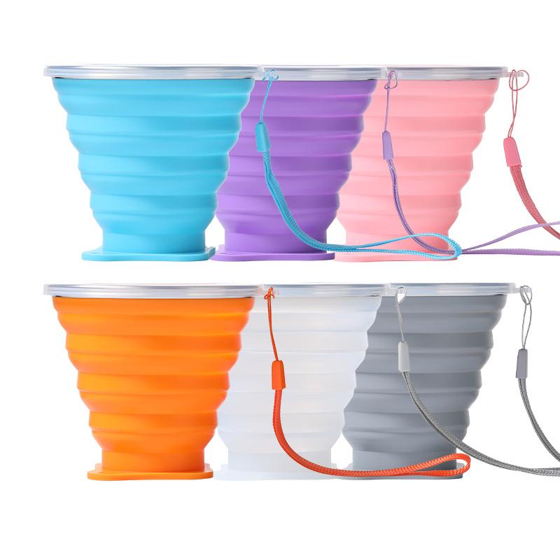 Folding Food Grade Water Cup Travel Silicone Retractable Folding Water Cup Heat Resistant Telescopic Drinking Cups