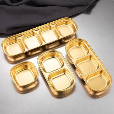 Korean Style Stainless Steel Multi-Compartment Sauce Dish
