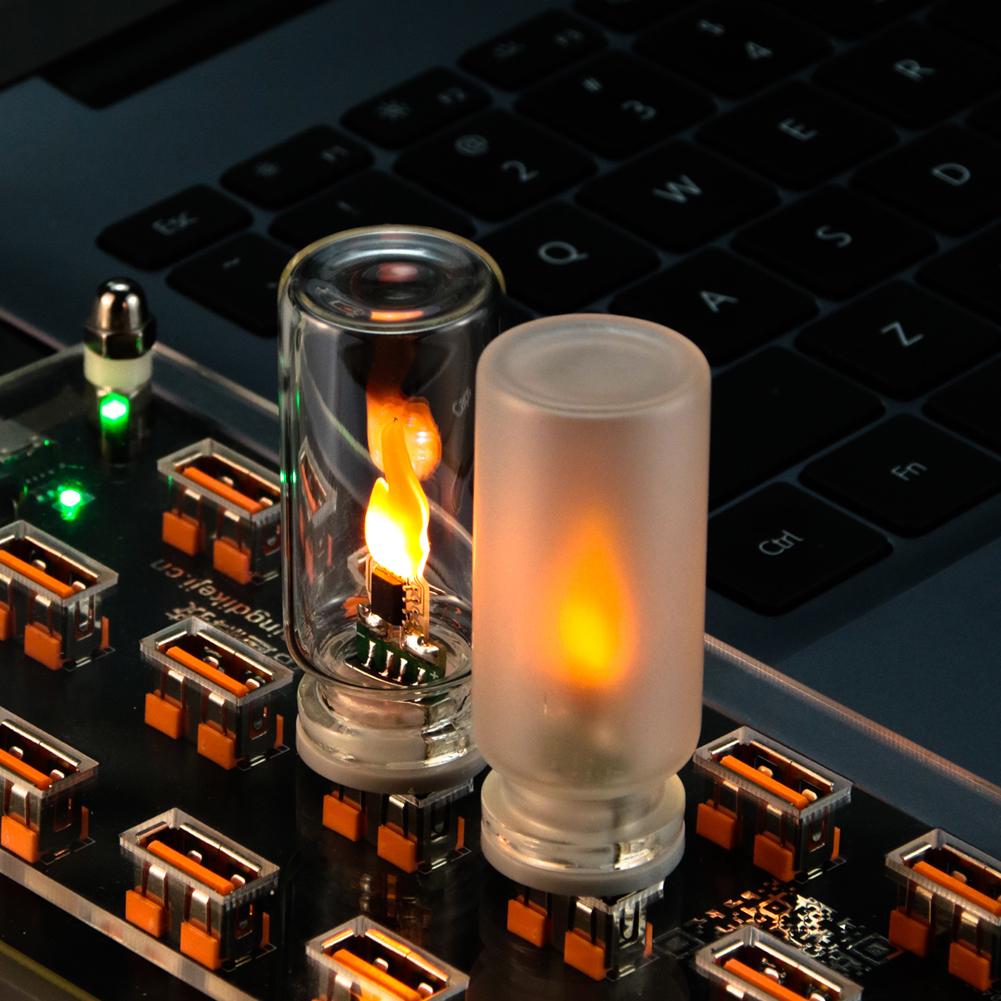 USB Led Flash Candles Light Bulb Timer Function Dynamic Flame Effect LED Light Car Interior Decoration Light With Remote Control