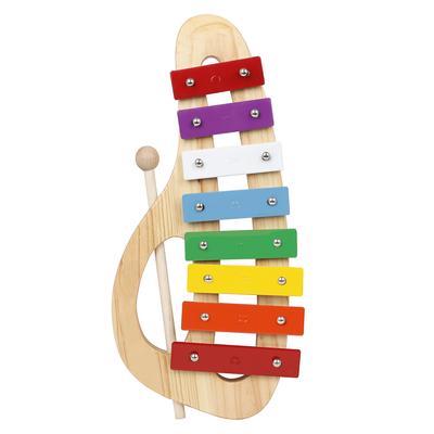 Hand Knock Xylophone Glockenspiel with Mallets 8 Tones Metal Sheet Wooden Musical Instrument Preschool Educational Toy