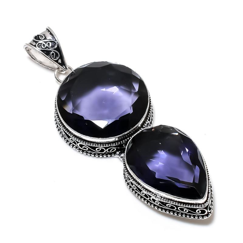 Amethyst Edelstein Anhänger 925 Sterling Silber - Handgefertigtes Design, Alltagsschmuck, Einzigartiger Amethyst Anhänger Vatertagsgeschenke