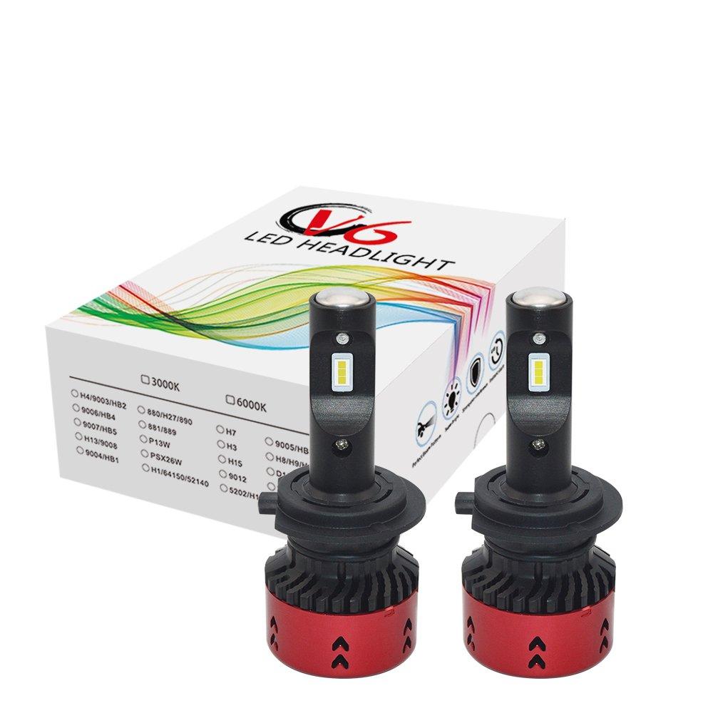 BoCID V6 72W 9600Lm Brightest LED Car Headlight 6000K LED Car Headlight Bulb Conversion Kit (H4 Hi/Lo)