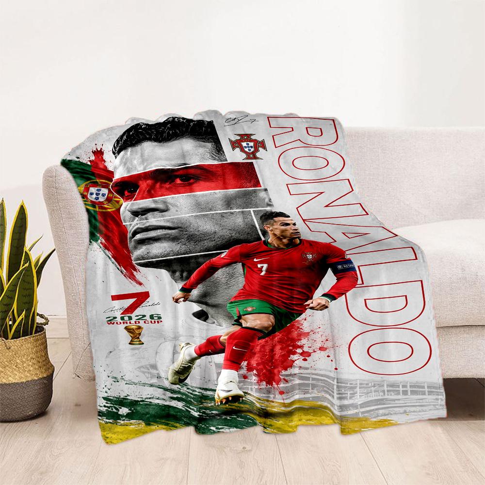 Ronaldo Cr7 Football Legend Blanket Warmthful Decor Perfect for Office Bedding Seaside All-Season Use Modern Ideal Gift For Birthday Valentine'S Day