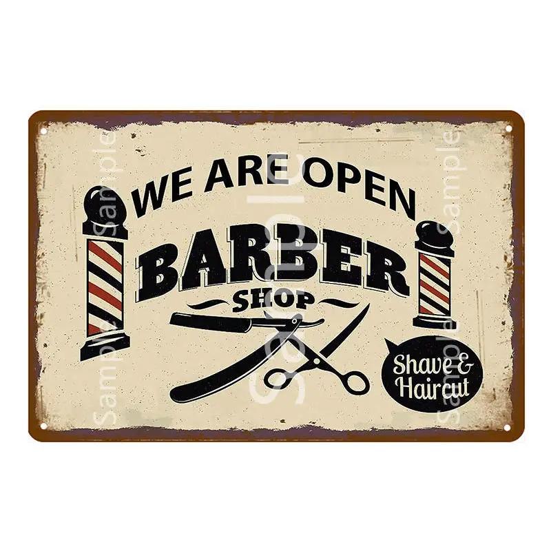 Vintage Barber Shop Metal Signs Shaving Hair Cut Poster Cafe Bar Pub Retro Plaque Haircut and Shave Beard Iron Plates YL002