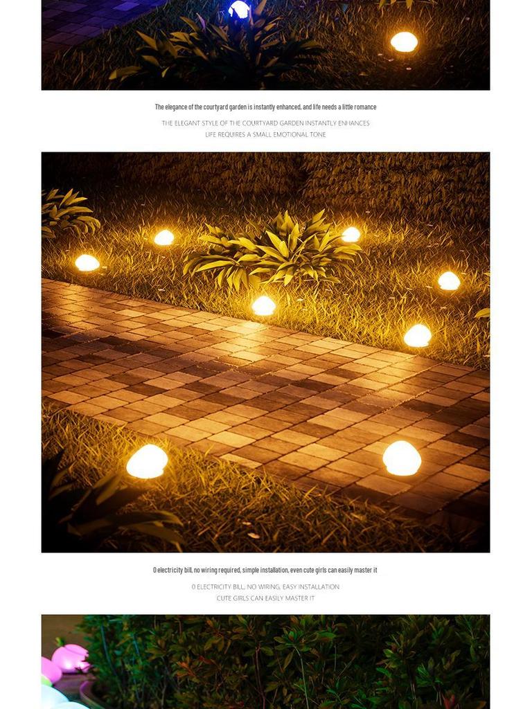 Outdoor Solar Pebble Lights - Waterproof Garden & Lawn Decorative Landscape Stones