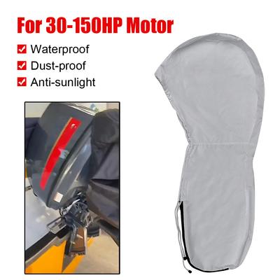 Heavy Duty Engine Motor Covers 30-150HP Boat Protector Sunshade Anti-scratch Full Outboard Engine Cover 420D Grey Waterproof