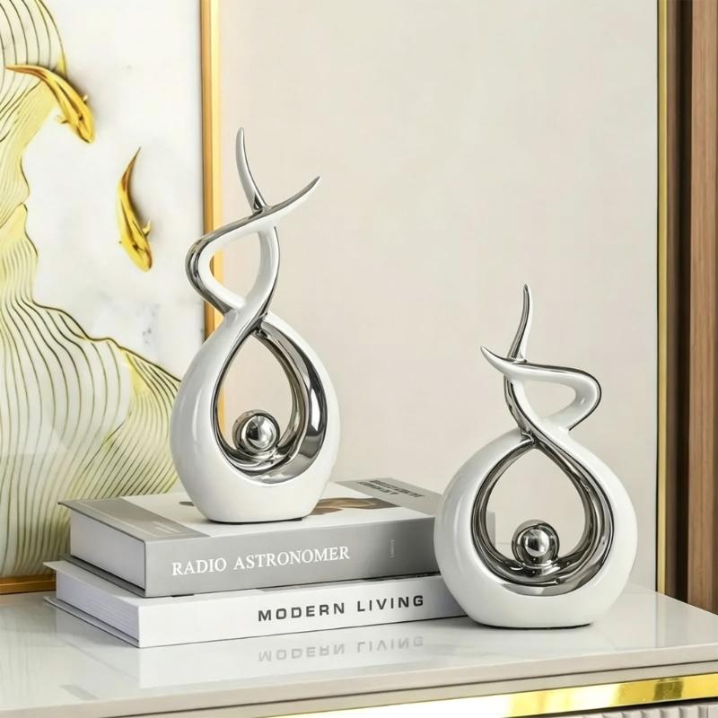 Resin Flame Statue,Abstract Art Sculpture Modern Home Decors,Minimal Art Abstract Art Figurine for Shelf Coffee Table Centerpieces