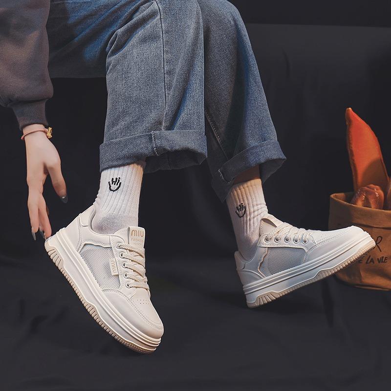 Breathable women's board shoes summer new thick-soled heightening shoes hollow mesh shoes white shoes