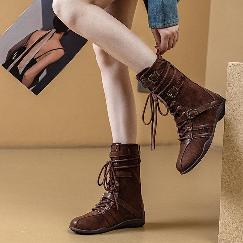 Autumn Early Winter Genuine Leather Shoes Women Suede Boots Height Increasing 5cm Non-slip Fashion Brand Ladies High Boots