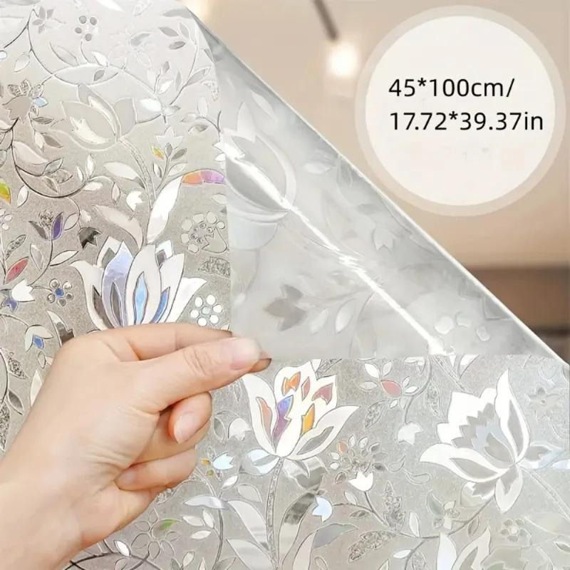 2026 Latest Models Elegant Tulip Design Anti-Privacy Window Film - Self-Adhesive, Glue-Free, Transparent Opaque Glass Sticker