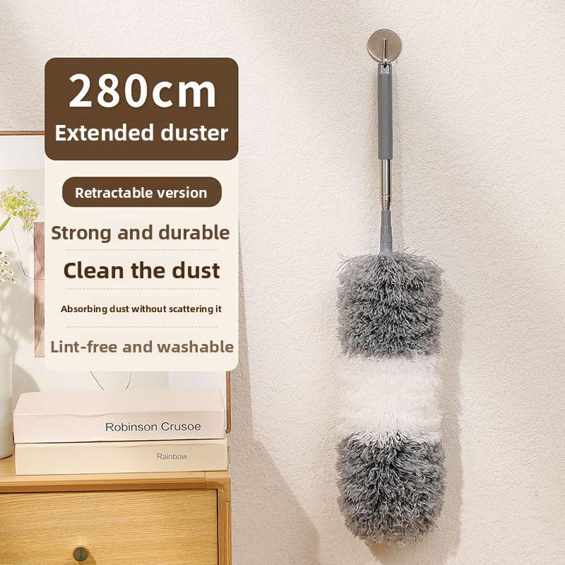 

Electrostatic Extension Duster, 2.8M Long Reach Dusting Tool for Spider Web & Ceiling, Washable & Reusable Home Cleaner